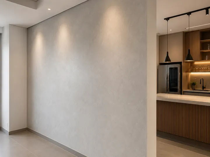 Ambiente interno com piso assentado e paredes preparadas